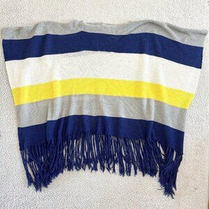 C.Z. Falconer Womens Sweater Poncho Fringed Mohair Wool‎ Blend Pullover